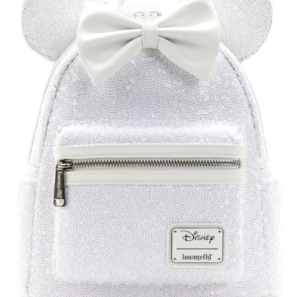Loungefly White Sequin Mini Backpack - image 1